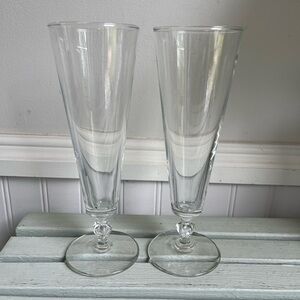 Vintage 8.5” Champagne Flutes Glasses Set of Two
